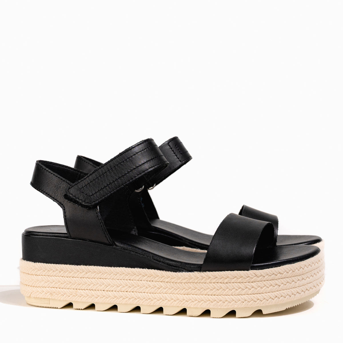 Women's SOREL Cameron Flatform Wedge Sandal in Black/Chalk