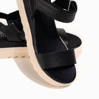 Women's SOREL Cameron Flatform Wedge Sandal in Black/Chalk