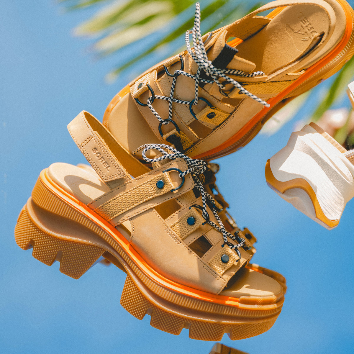 Women's SOREL Rein™ CB Lace Platform Sandal in Caribou Leather