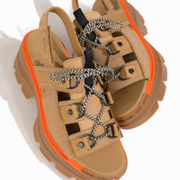 Women's SOREL Rein™ CB Lace Platform Sandal in Caribou Leather