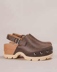 SOREL Roam'N Clog – Women's Leather Platform Clog in Canoe/Bleached Ceramic