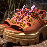 Women's SOREL Rein™ CB Lace Platform Sandal in Tuscan/Gum 16 Leather