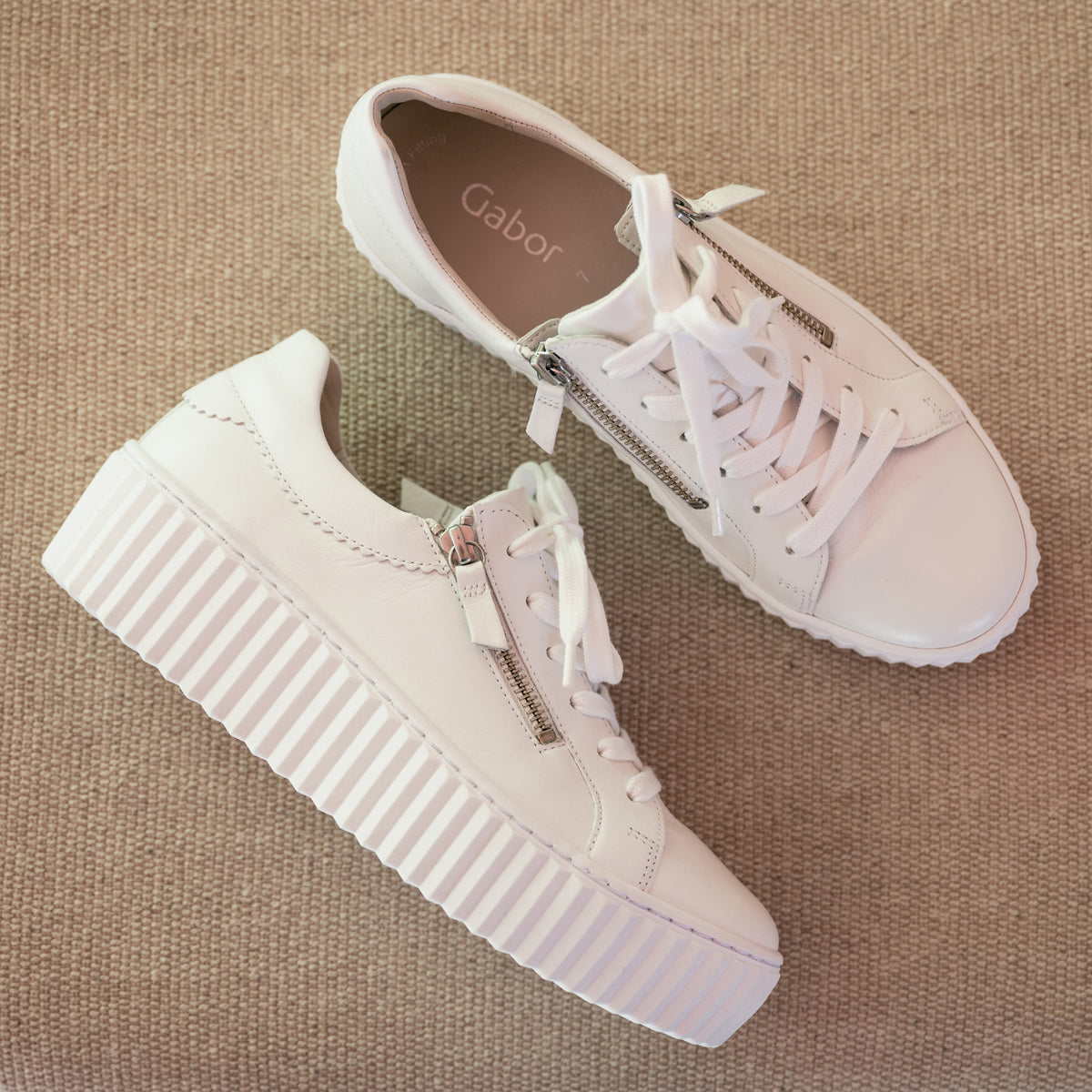 SIDE ZIP - WHITE - LEATHER