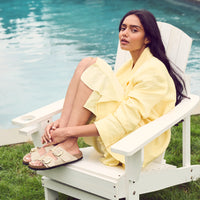 Birkenstock Arizona Big Buckle Sandal in Ecru High-Shine Patent Leather