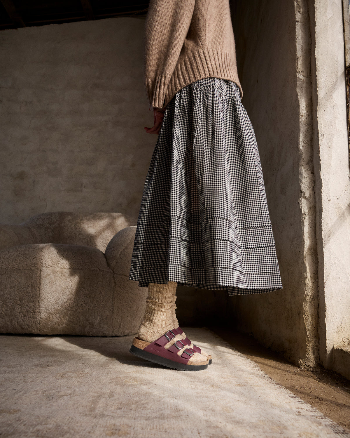 Birkenstock Florida Vegan Flex Platform Sandal in Zinfandel Birko-Flor