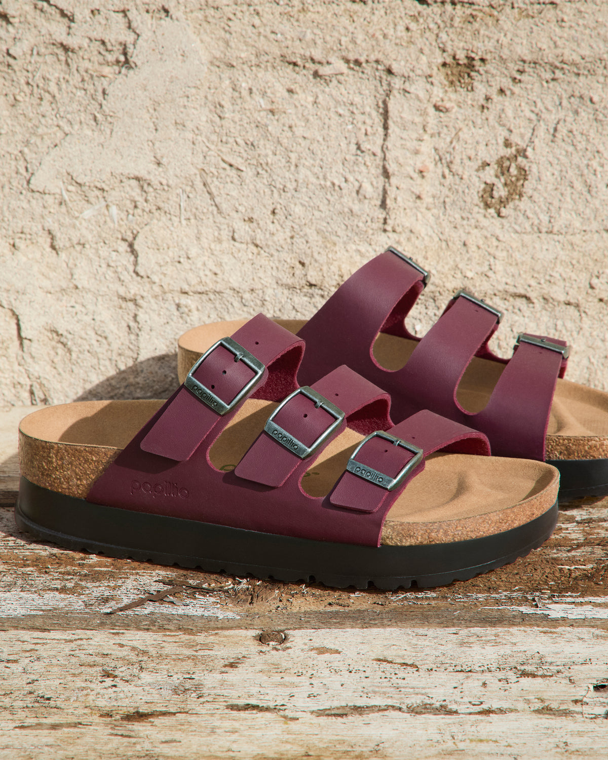 Birkenstock Florida Vegan Flex Platform Sandal in Zinfandel Birko-Flor