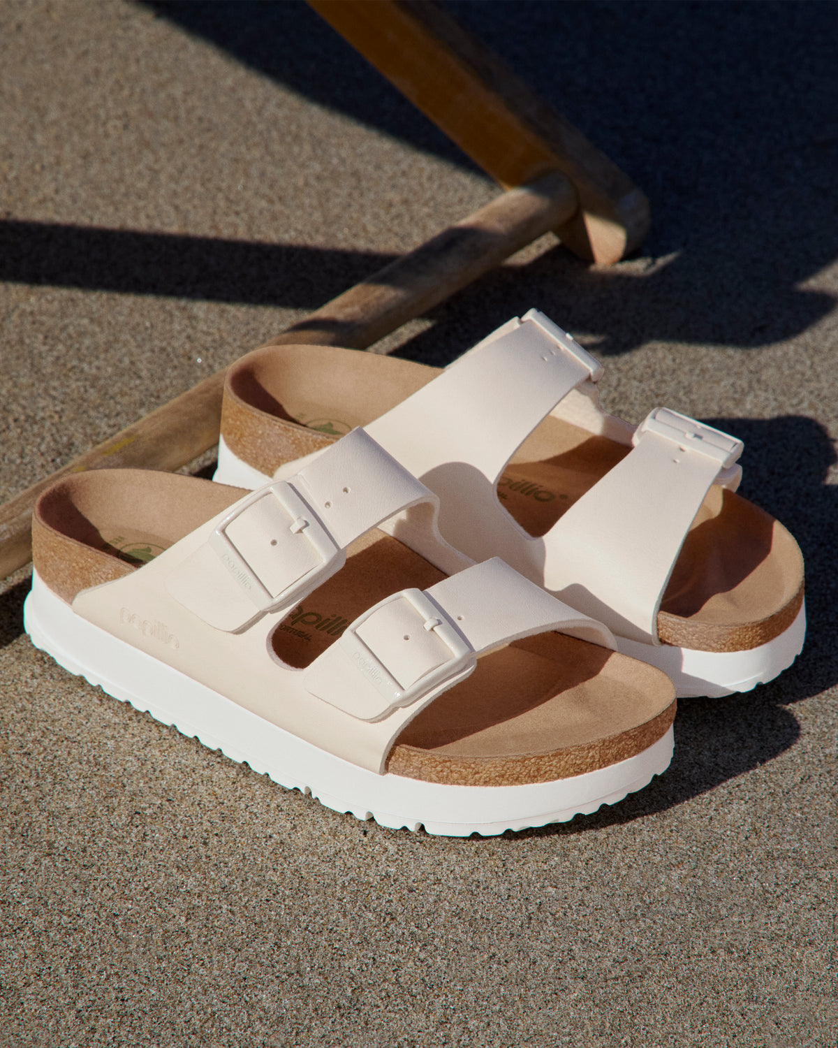 Birkenstock Arizona Flex Platform Sandal in Birko-Flor Eggshell