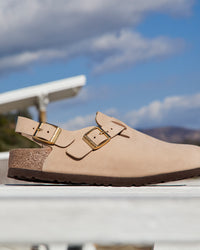 Birkenstock Tokio Hex Backstrap Clog in Sandcastle Nubuck Leather