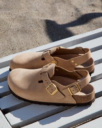 Birkenstock Tokio Hex Backstrap Clog in Sandcastle Nubuck Leather