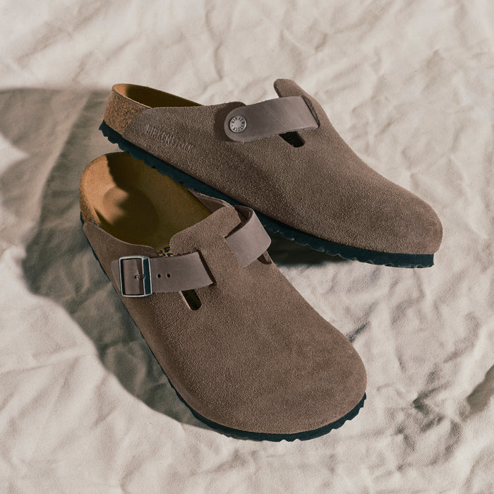 Men's Birkenstock Boston Clog in Concrete Gray Mixed Leather