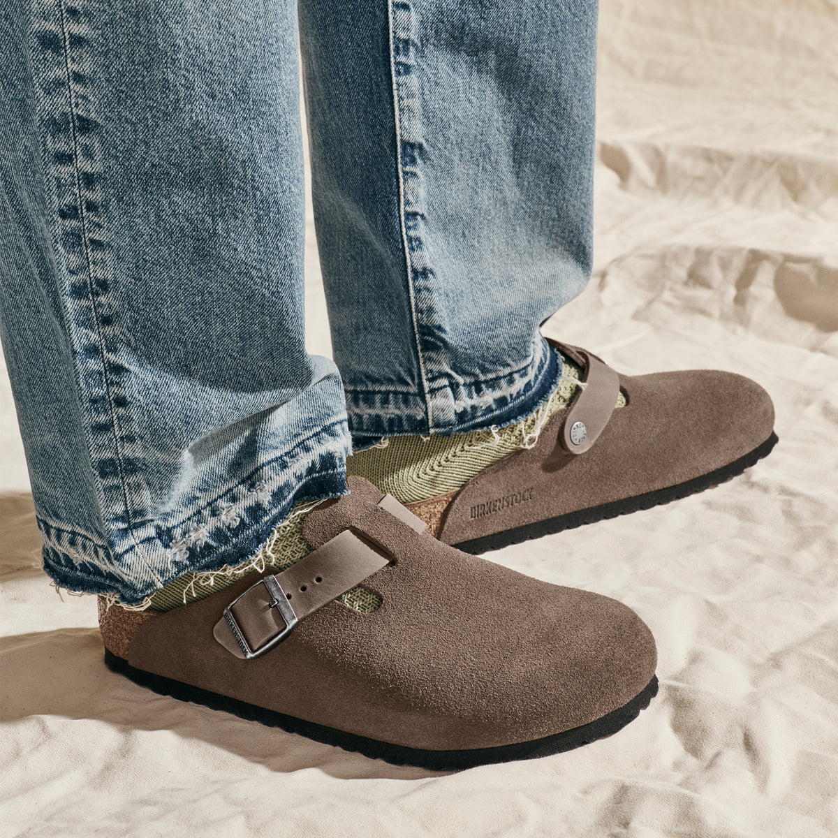 Men's Birkenstock Boston Clog in Concrete Gray Mixed Leather