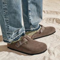 Men's Birkenstock Boston Clog in Concrete Gray Mixed Leather