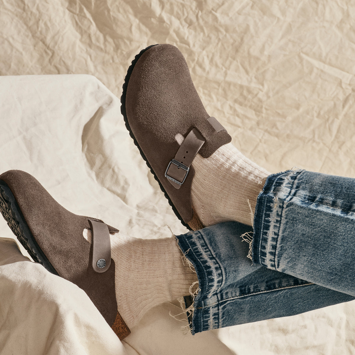 Men's Birkenstock Boston Clog in Concrete Gray Mixed Leather