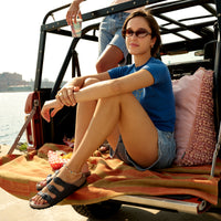 Women's Birkenstock Florida Soft Sandals in Black Birkibuc (Birko-Flor® Nubuck)