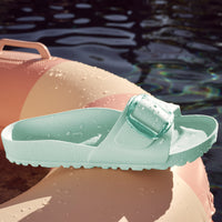 Women's Birkenstock Madrid Big Buckle EVA Slide in Surf Green 1029614