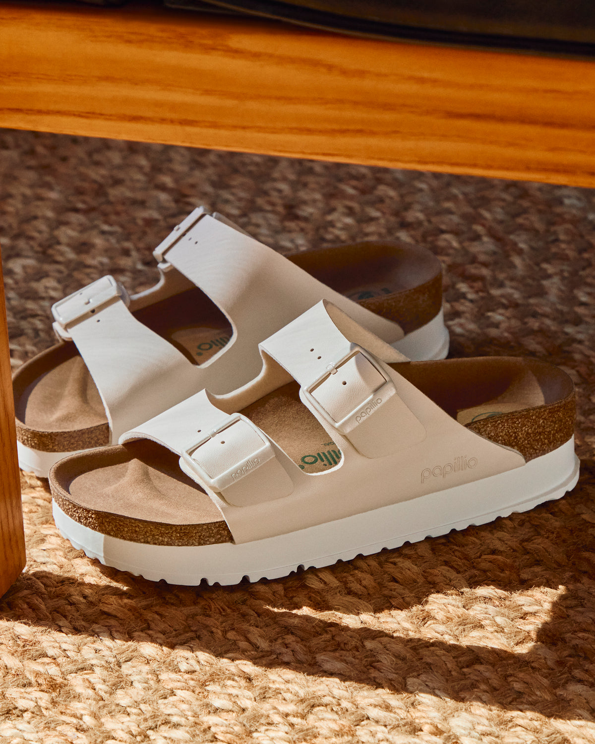 Birkenstock Arizona Flex Platform Sandal in Birko-Flor Eggshell