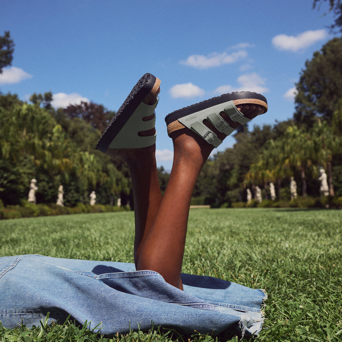 Women's Birkenstock Florida Flex Platform Sandal in Pure Sage Nubuck Leather