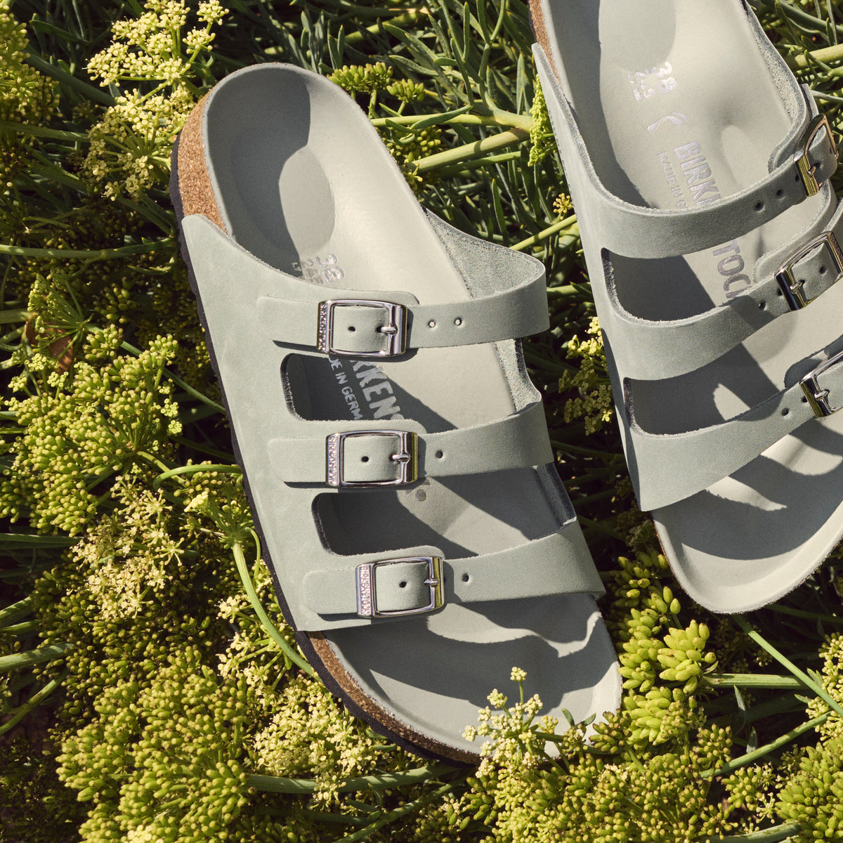 Women's Birkenstock Florida Hex Sandal in Pure Sage Nubuck Leather