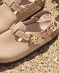Birkenstock Tokio Hex Backstrap Clog in Sandcastle Nubuck Leather