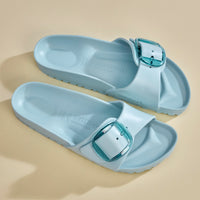 Women's Birkenstock Madrid Big Buckle EVA Slide in Surf Green 1029614