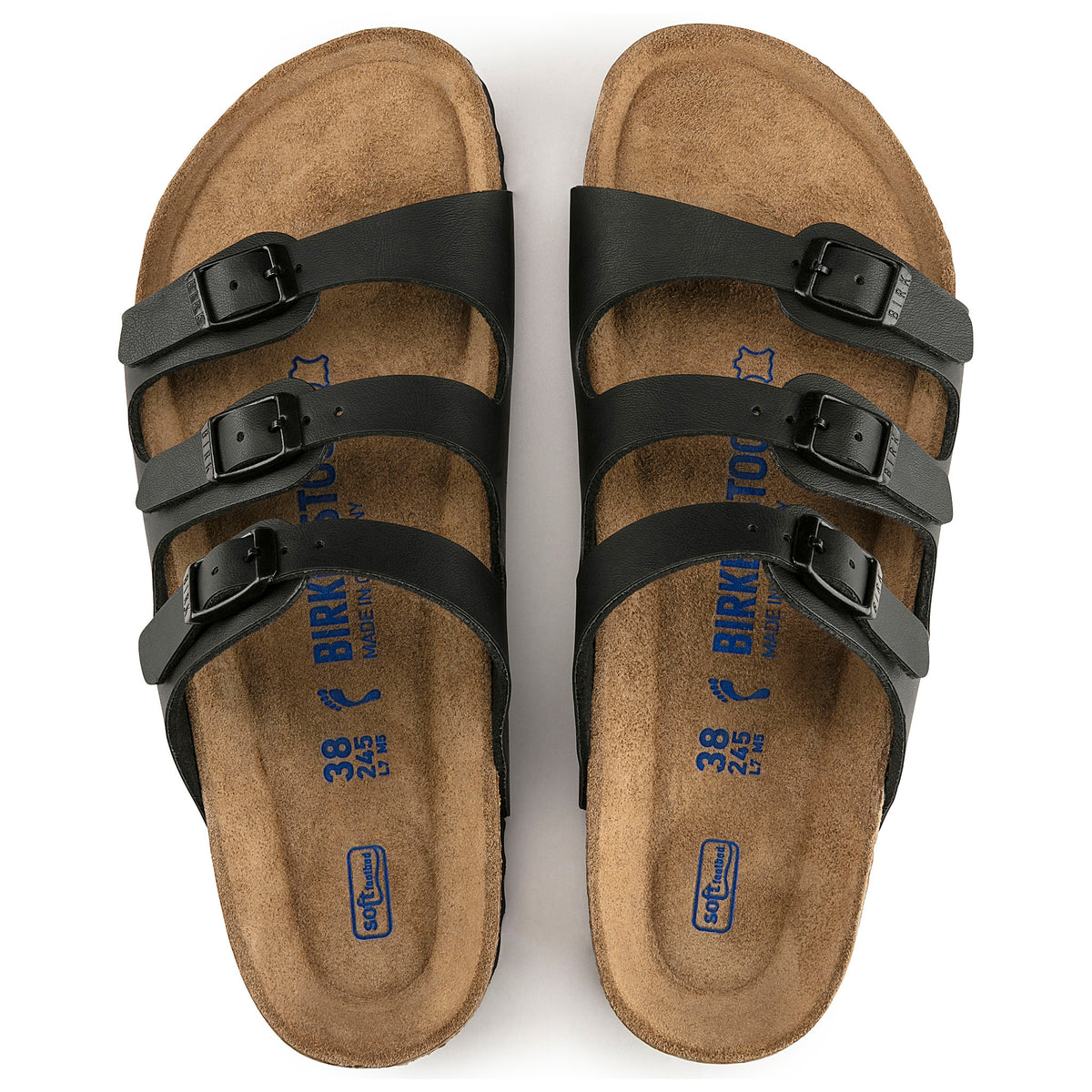 Women's Birkenstock Florida Soft Sandals in Black Birkibuc (Birko-Flor® Nubuck)