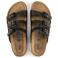 Women's Birkenstock Florida Soft Sandals in Black Birkibuc (Birko-Flor® Nubuck)
