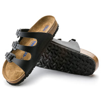 Women's Birkenstock Florida Soft Sandals in Black Birkibuc (Birko-Flor® Nubuck)