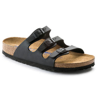 Women's Birkenstock Florida Soft Sandals in Black Birkibuc (Birko-Flor® Nubuck)