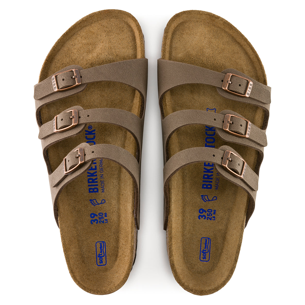 Women's Birkenstock Florida Soft Sandals in Mocha Birkibuc Birko-Flor Nubuck 0053881