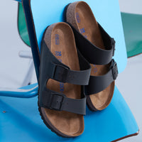 Birkenstock Arizona Soft Cushioned Sandal in Black Birko-Flor