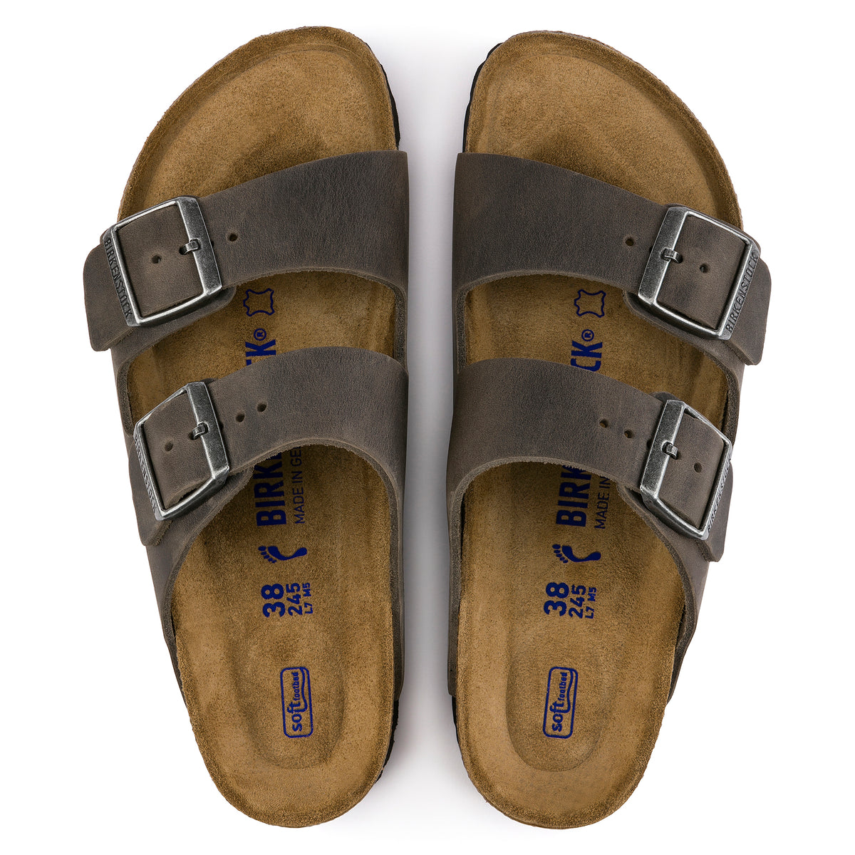 Birkenstock Arizona Soft Footbed in Iron Oiled Leather