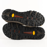 Detail view of the slip-resistant grippy Vibram sole on the Men's Trail 2650 Mid GTX Waterproof Boot in Dusty Olive Suede Leather