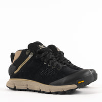 Side detail view of the Women's Danner Trail 2650 Mid GTX Hiking and Trail Waterproof Boot in Black Nubuck Leather