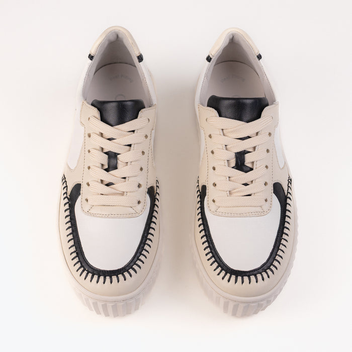 Women's Gabor Chloe Lace-Up Platform Sneaker in Tan/Black Leather - 63204