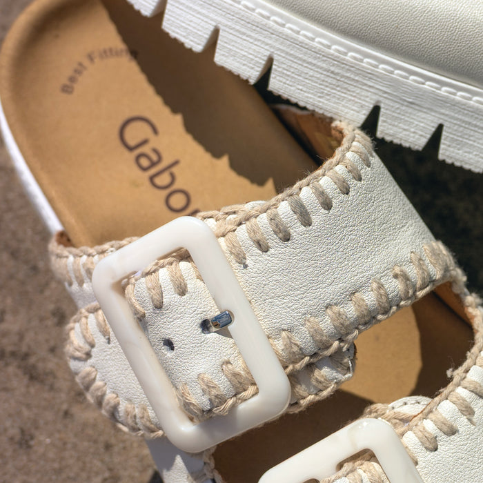 WHIPSTITCH SLIDE - WHITE - LEATHER