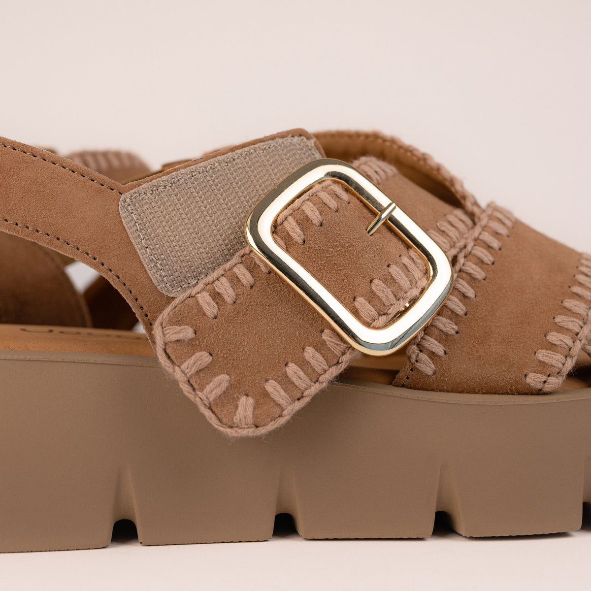 Women's Gabor Whipstitch Platform Sandal in Brown Suede - 64.751 Sandal