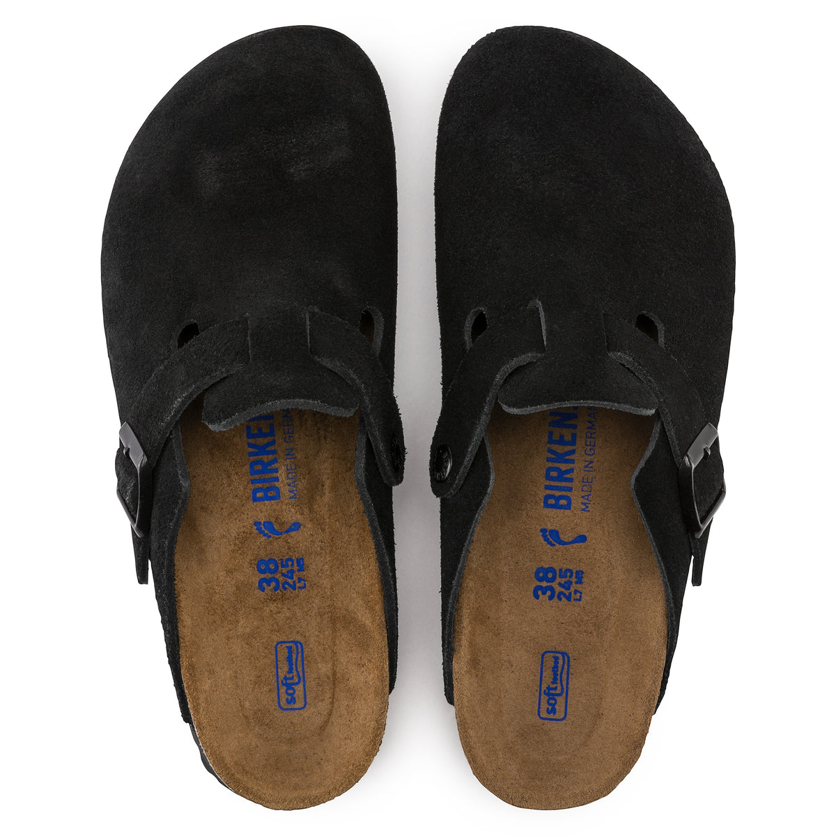 Birkenstock Boston Soft clog in Black Suede, featuring premium suede leather for all-day comfort. Classic slip-on style with soft footbed support, ideal for casual wear, gardening, or daily errands. Durable, lightweight, and built for long-lasting use, perfect for men and women seeking comfort and trendiness in footwear.