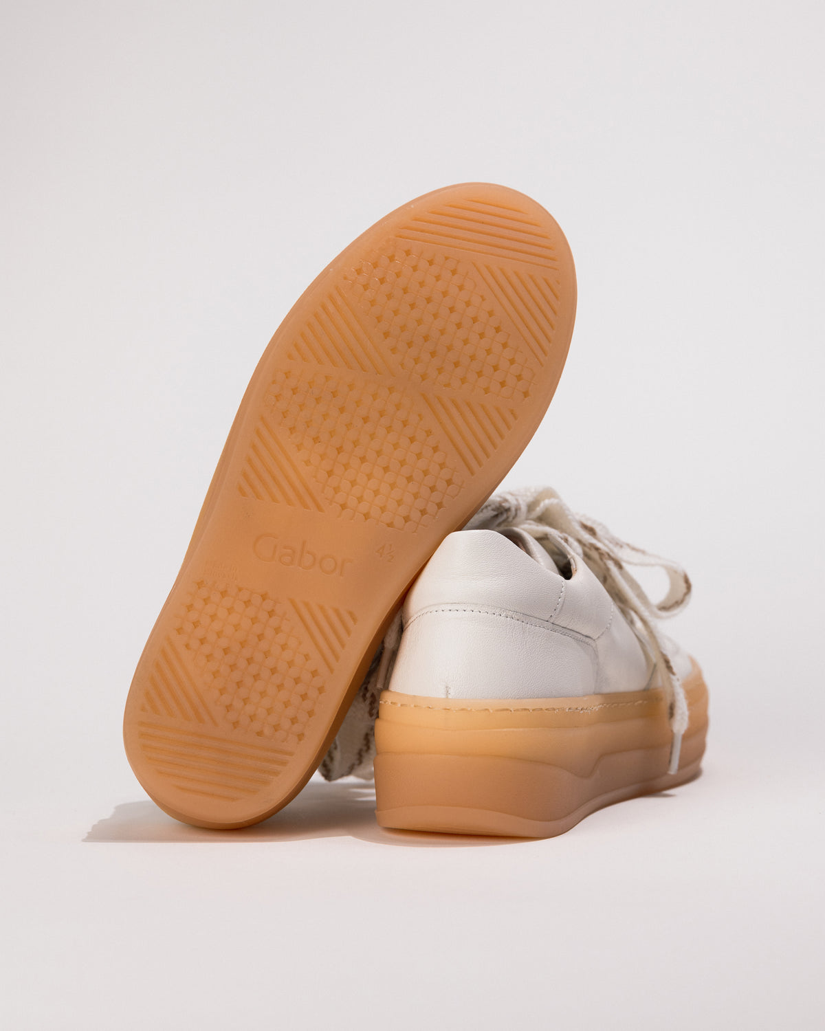 Bottom sole view of the Gabor Chunky Platform in White Leather – Women’s Sneaker