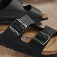 Birkenstock Arizona Soft Sandal in Black Oiled Leather