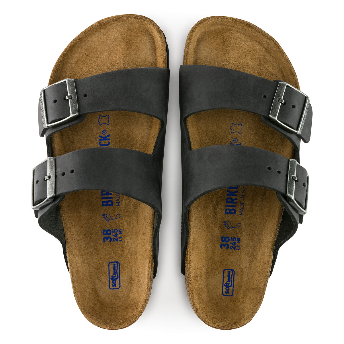 Birkenstock Arizona Soft Sandal in Black Oiled Leather