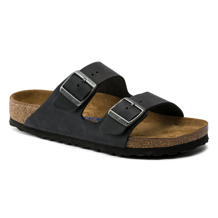 Birkenstock Arizona Soft Sandal in Black Oiled Leather