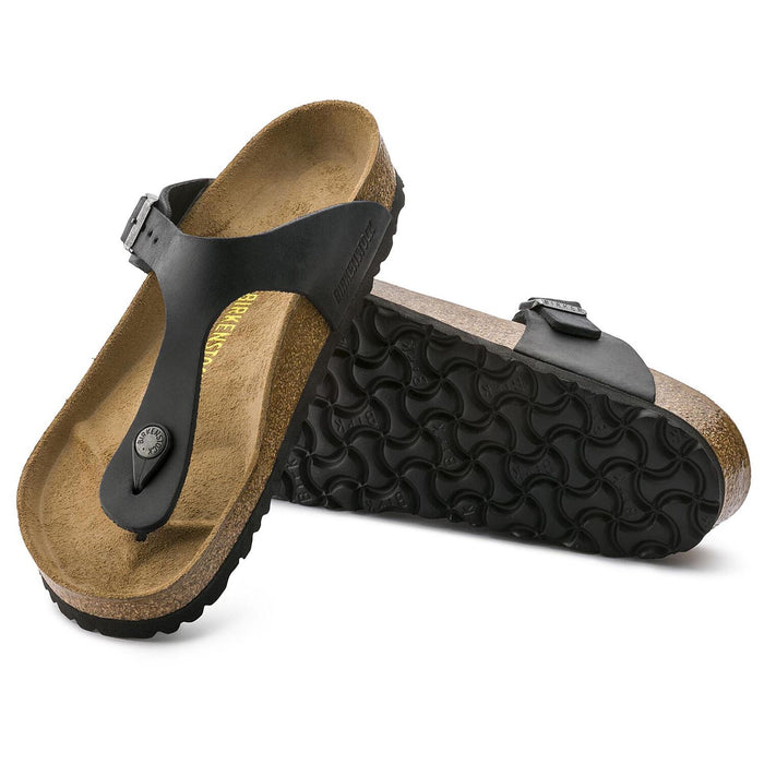 Birkenstock Gizeh T-Strap Sandal in Black Oiled Leather