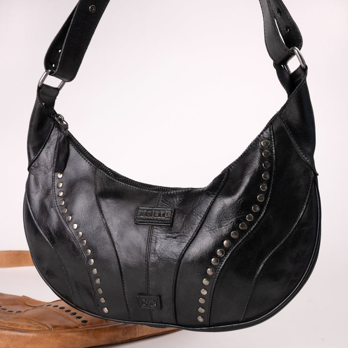 BED|STU Megara Saddle Shoulder Bag in Black Leather