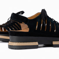 Women's LDP Adriel Lace-Up Sandal in Black Suede