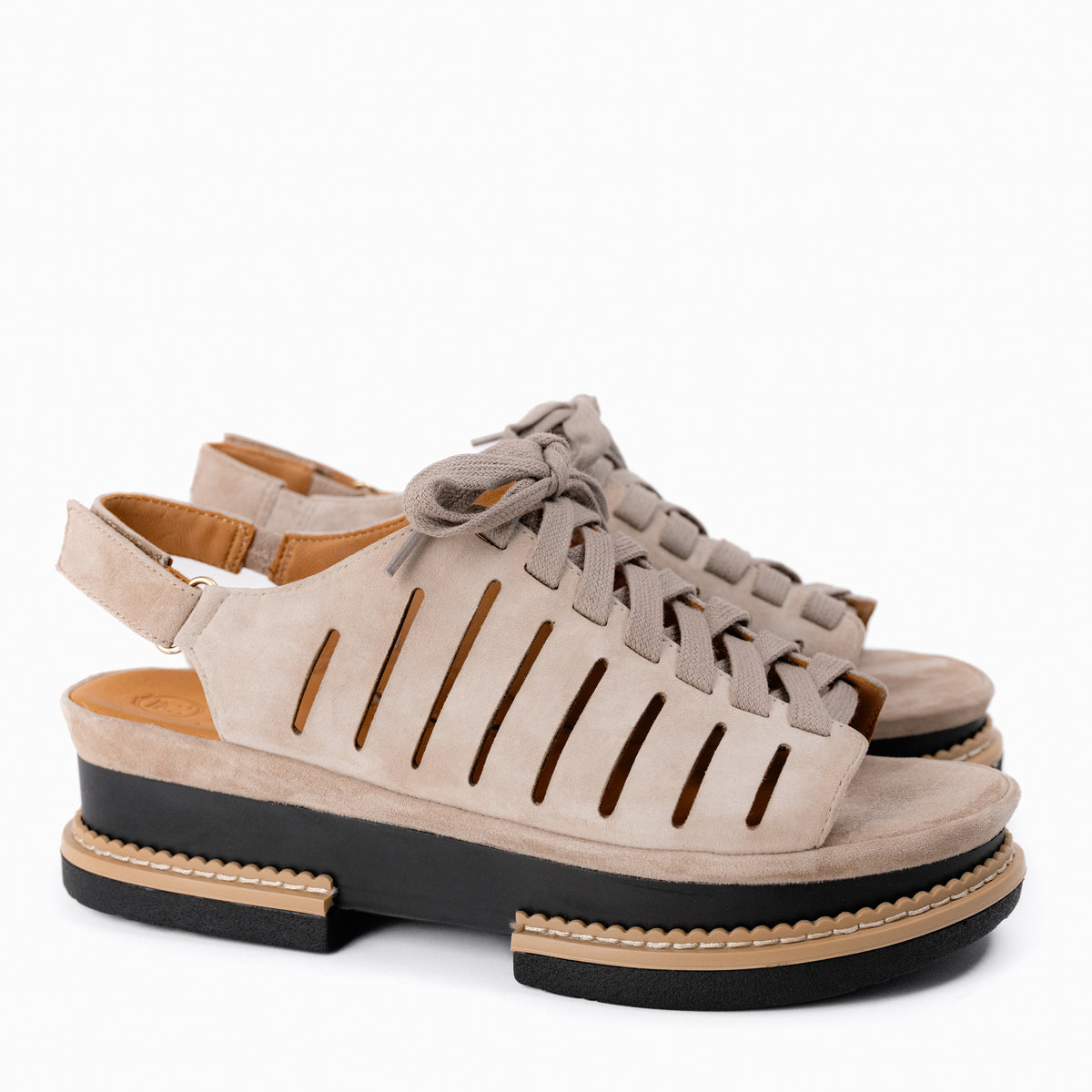 Women's LDP Adriel Lace-Up Sandal in Taupe Suede