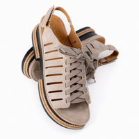 Women's LDP Adriel Lace-Up Sandal in Taupe Suede
