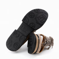 Women's LDP Adriel Lace-Up Sandal in Taupe Suede