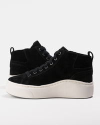 Women's Aetrex Gianna Arch Support Platform Sneaker in Black Suede Leather