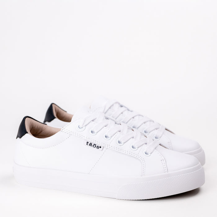 Women's Taos Heart & Soul Lux Lace-Up Sneaker in White/Black Leather
