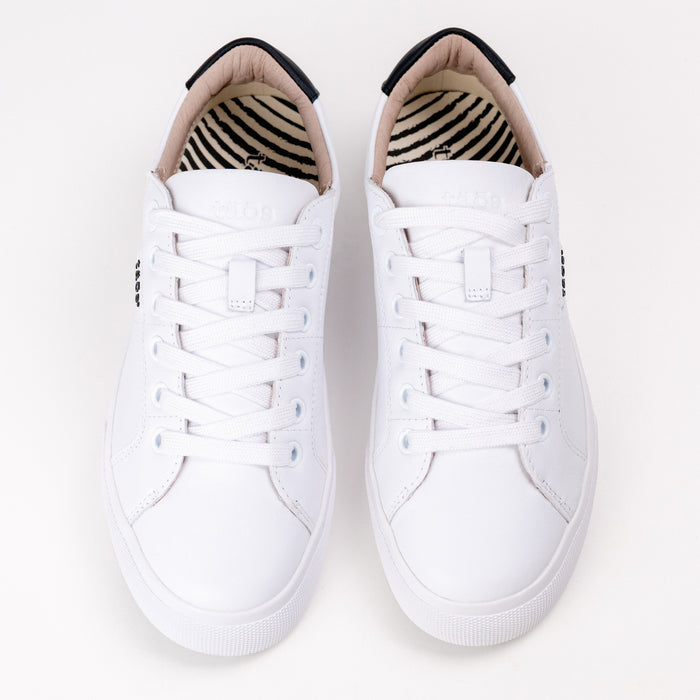 Women's Taos Heart & Soul Lux Lace-Up Sneaker in White/Black Leather